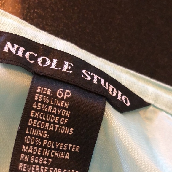 Nicole Studio Lovely Linen Blend Aqua Lined Pants Size 6P - Picture 8 of 10